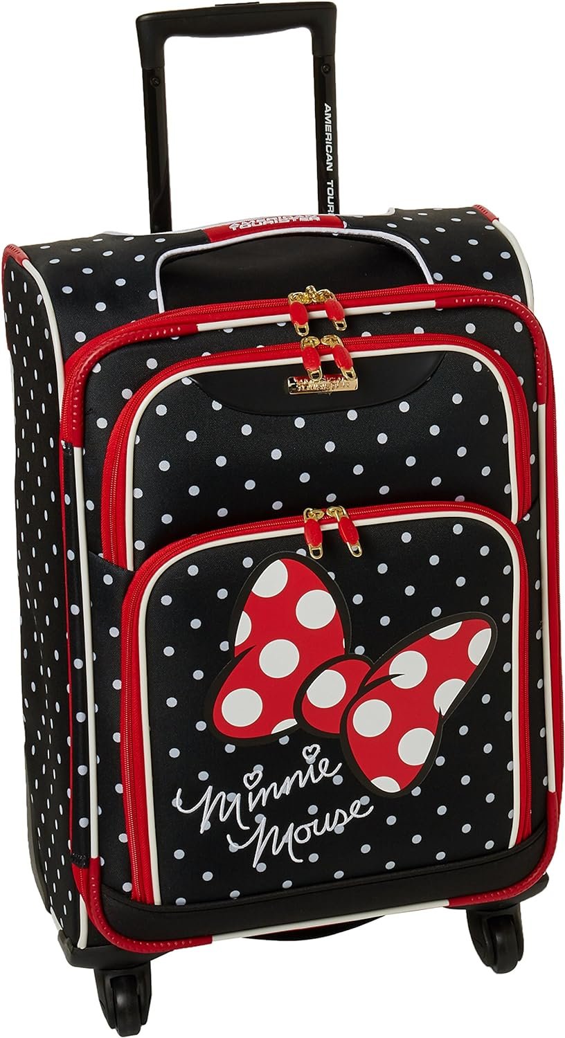 American Tourister Disney Softside Luggage with Spinner Wheels, Minnie Mouse Red Bow, 21-Inch