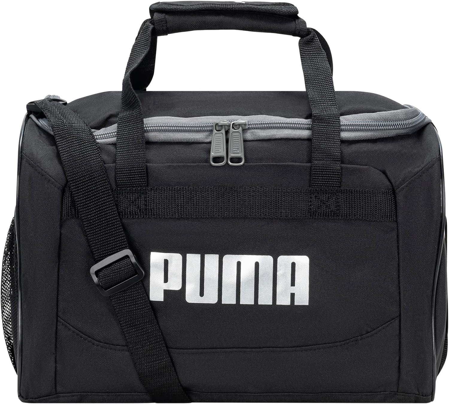 PUMA unisex child Evercat Transformation Sports Duffel Bags, Black/Silver, One Size US