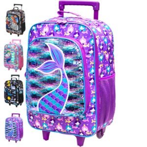 AGSDON Kids Suitcase for Girls – Mermaid Rolling Luggage Review