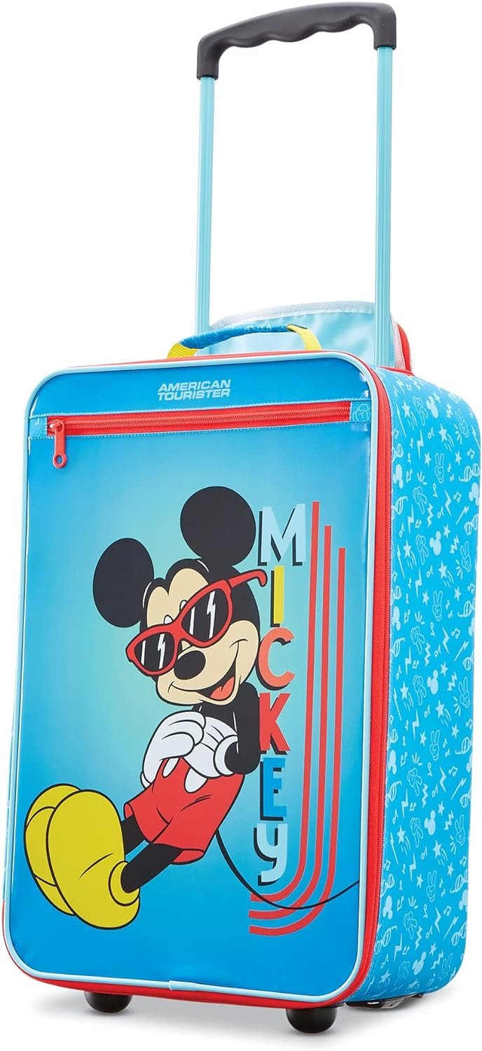 AMERICAN TOURISTER Kids' Disney Softside Upright Luggage,Telescoping Handles, Mickey, Carry-On 18-Inch