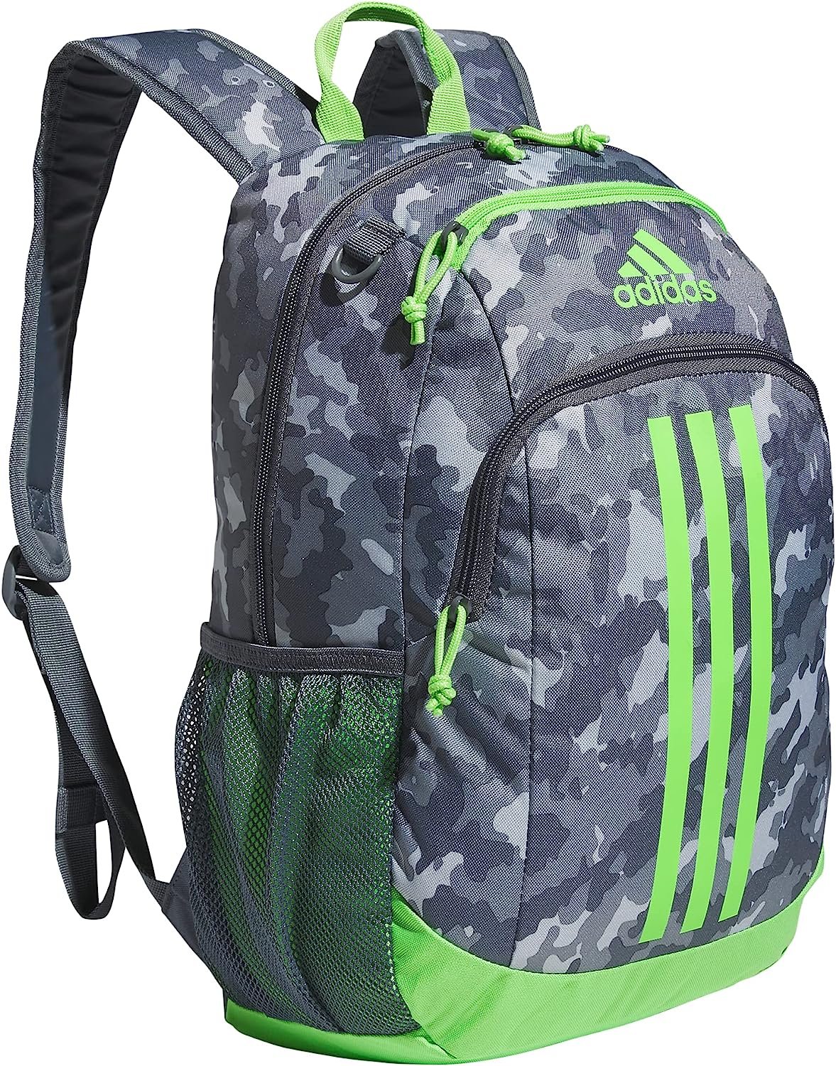 adidas Creator 2 Backpack, Essential Camo Grey/Lucid Lime Green/Onix Grey, One Size