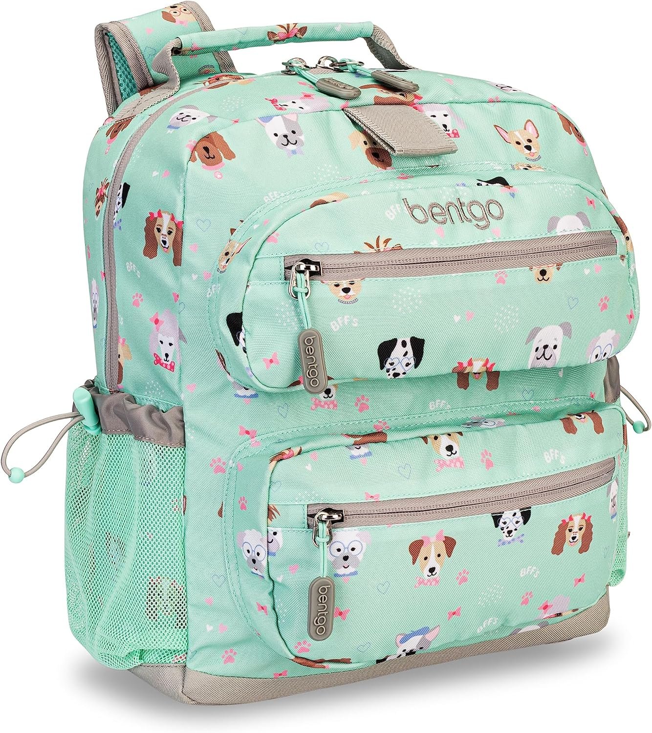 Bentgo® Kids Backpack - Lightweight 14” Backpack in Fun Prints for School, Travel, & Daycare, Ideal for Ages 4+, Roomy Interior, Durable & Water-Resistant Fabric, & Loop for Lunch Bag (Puppy Love)