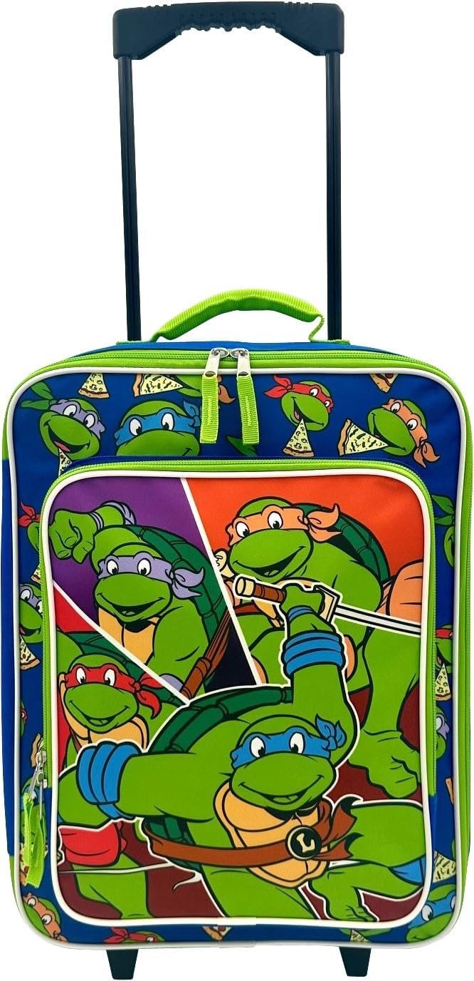 Fast Forward Kid's License 16" Soft Side Wheeled Pilot Case- Rolling Luggage (Ninja Turtles)