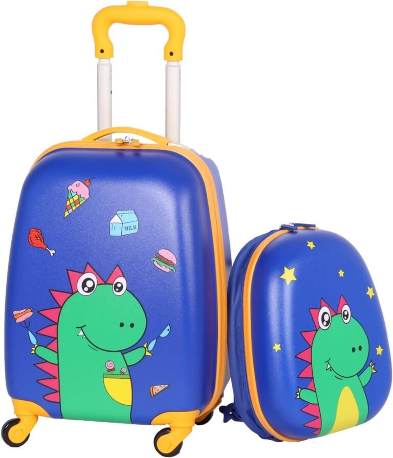 Kids Carry On Luggage Set – Dinosaur Travel Backpack & Kids Luggage (Blue) Review