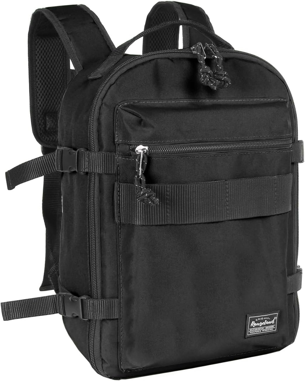 Childs Travel Backpack Suitcase Style Lightweight Carry-On Weekender Bag 10L Daypack with Tablet Sleeve and Chest Strap, All Black