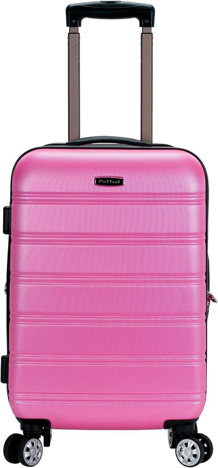 Rockland Melbourne Lightweight Expandable Hardside Spinner Wheel Luggage in Pink