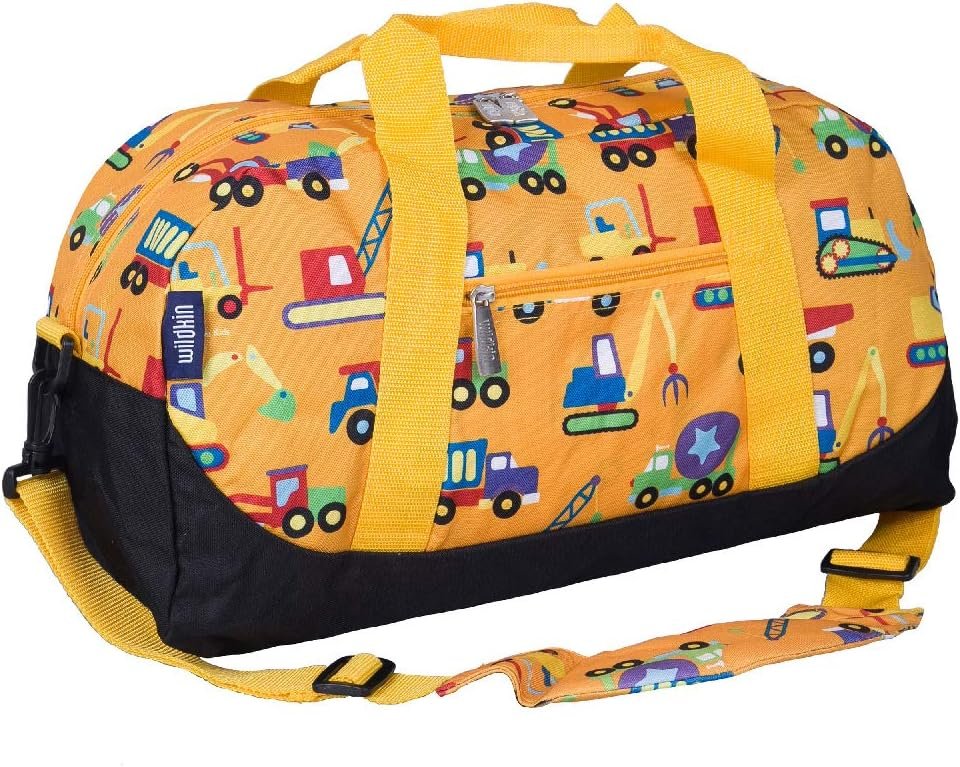 Wildkin Kids Overnighter Duffel Bags for Boys & Girls, Perfect for Early Elementary Sleepovers Duffel Bag for Kids, Carry-On Size & Ideal for School or Overnight Travel Bag (Under Construction)
