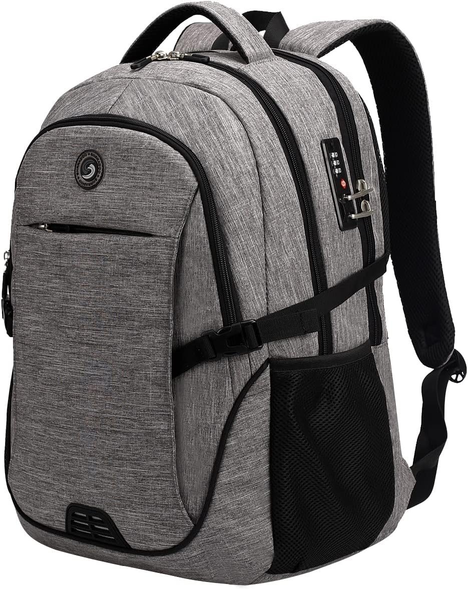 SHRRADOO Travel Laptop Backpack, Business Anti Theft Slim Durable Laptops Backpack with USB Charging Port, College School Computer Bag for Men & Women Fits 17 Inch Notebook