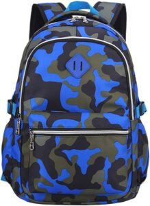 School Backpack Casual Daypack for Kids – Camo Blue