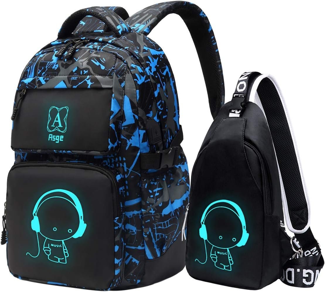 Asge boys backpack for kids camo bookbag for middle school bags travel back pack (Blue)