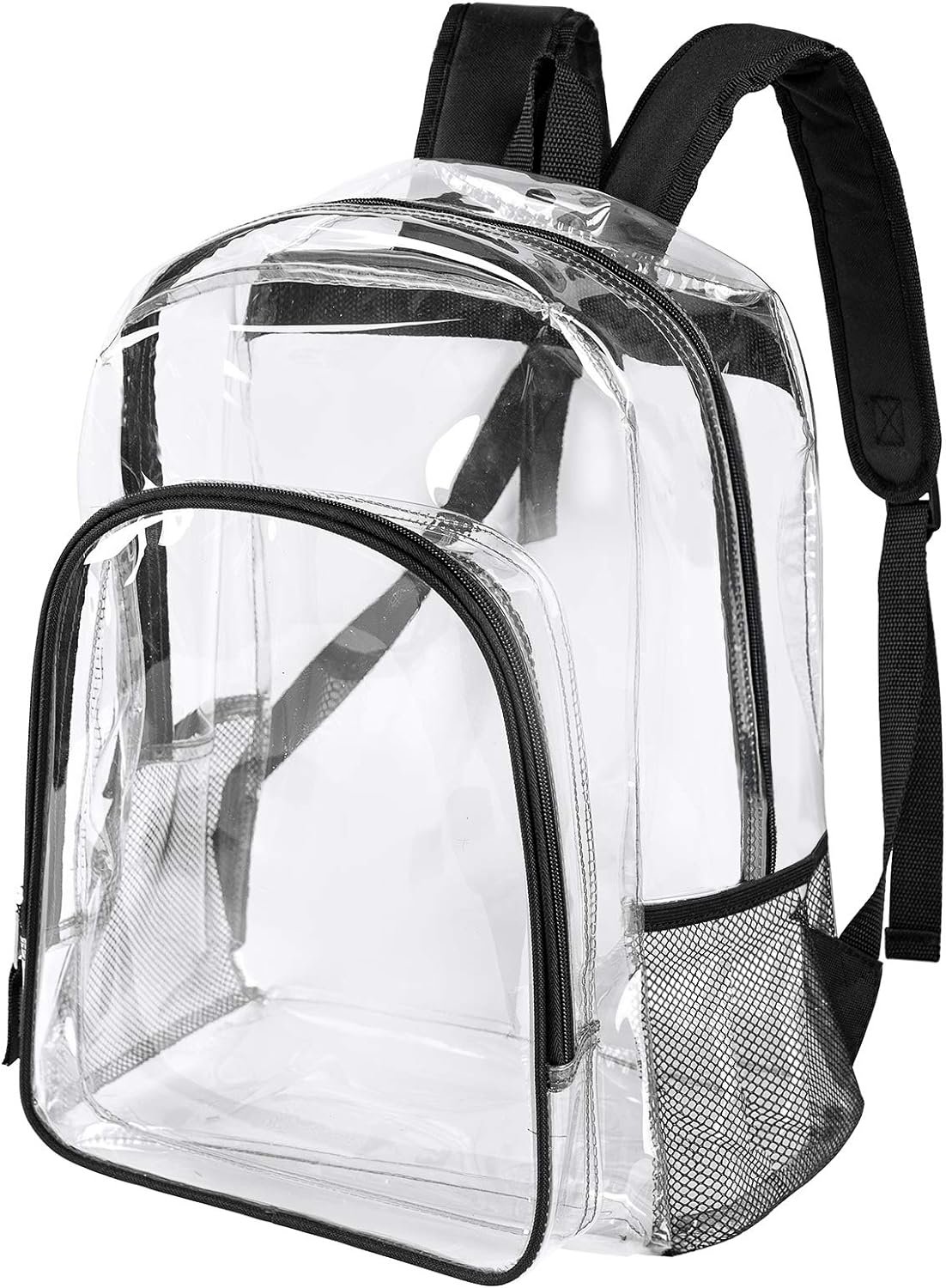 Fomaris Clear Backpack Heavy Duty Clear Bookbag Transparent Backpack See Through Plastic Backpacks for School, Work,Concert,College (Black)