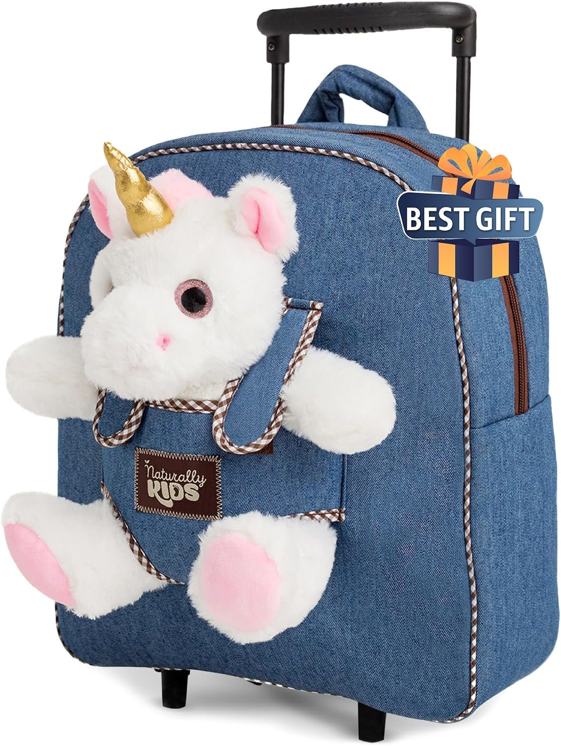 Unicorn Rolling Backpack for Girls, Kids Suitcase with Wheels, Kids Luggage, Toddler Suitcase
