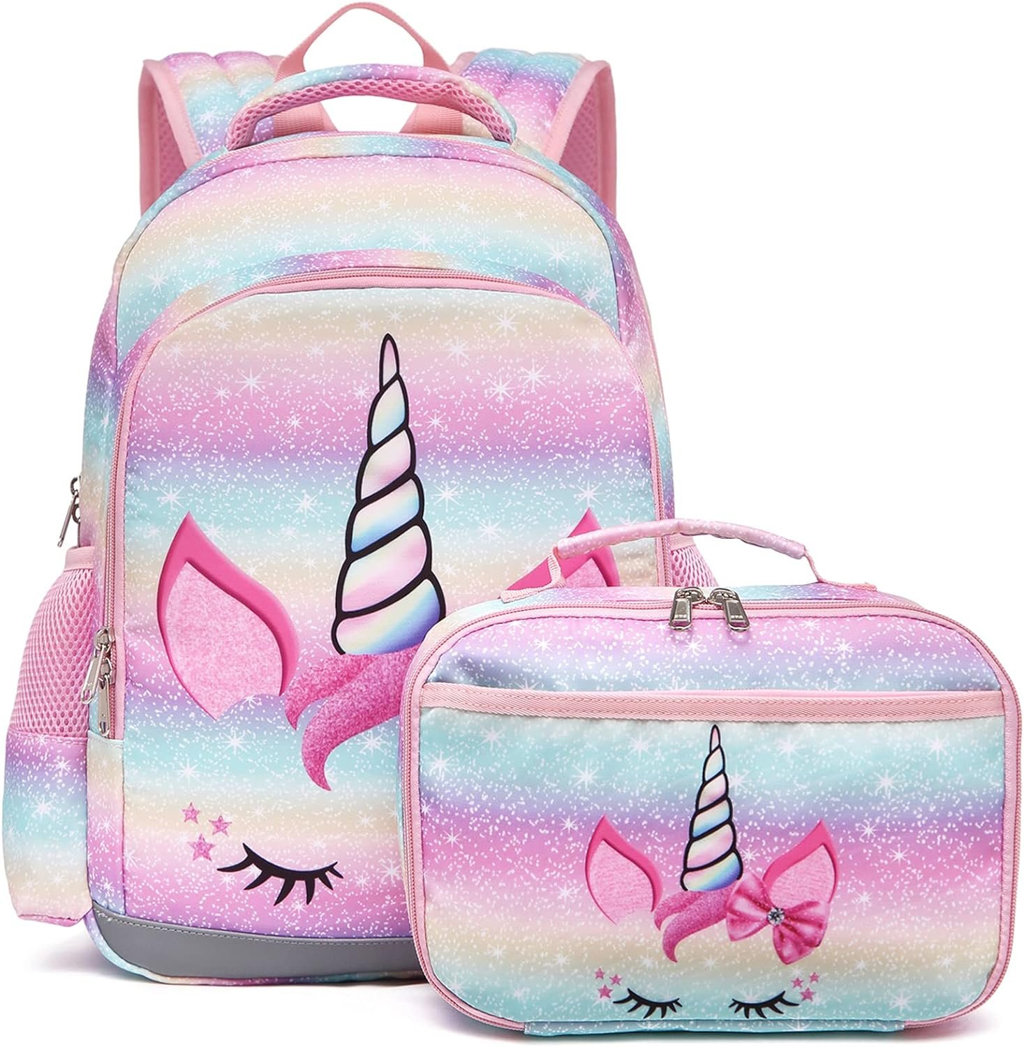 Octsky Backpack for Girls, Kids backpacks Preschool Kindergarten Bookbag Cute Lightweight With Chest Strap and Lunchbox (Unicorn)