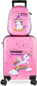 Weewooday Kids Pink Unicorn Luggage & Backpack Set – Travel in Style!