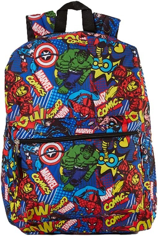 Marvel Comics Avengers Incredible Hulk, Captain America, Spiderman Backpack for Kids, 16 inch