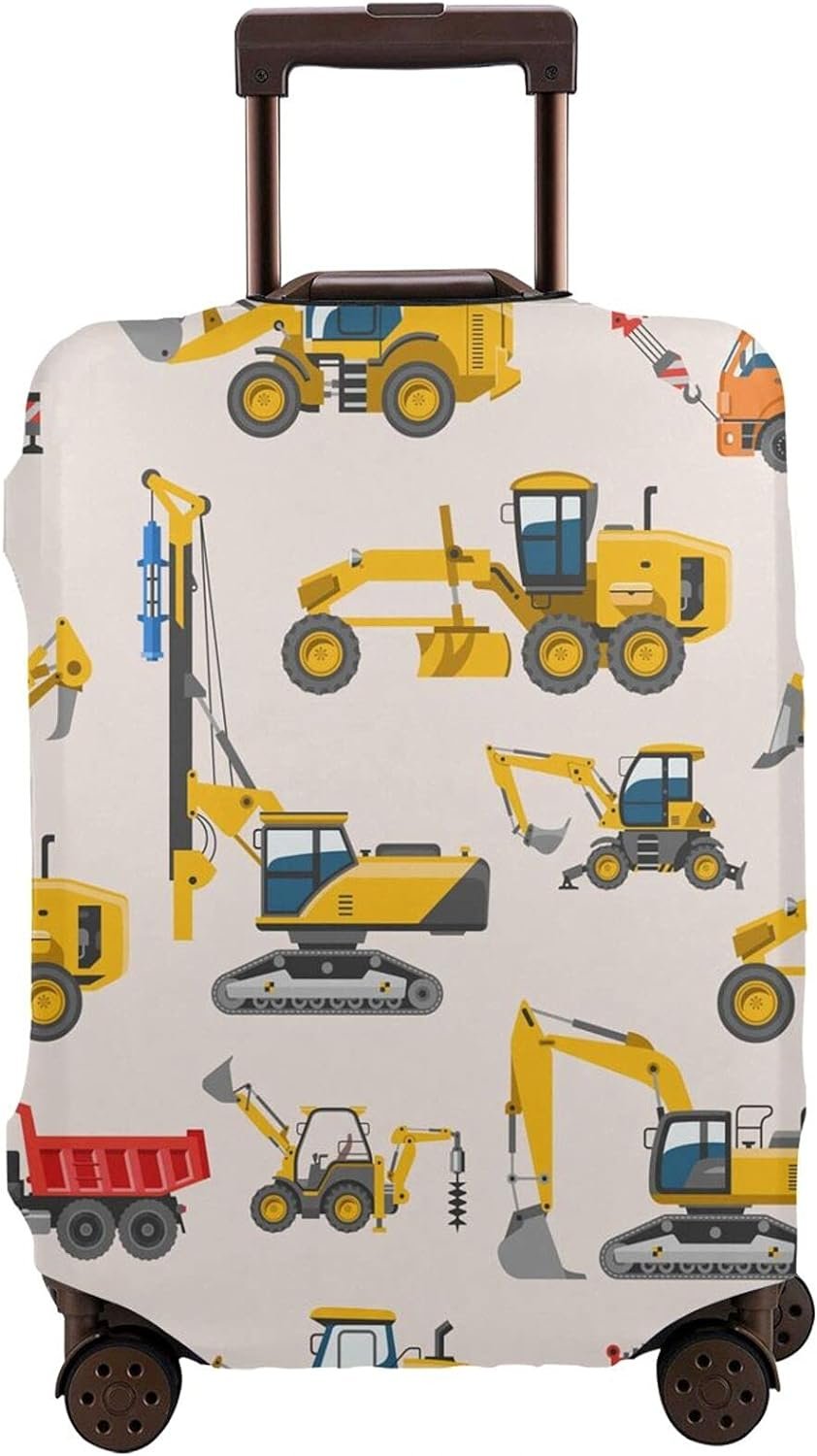 YouQu Excavator Truck Loader Travel Luggage Suitcase Cover, Boy's Toy Washable Luggage Cover M - Fits 22-24 inch luggage(No Suitcase)