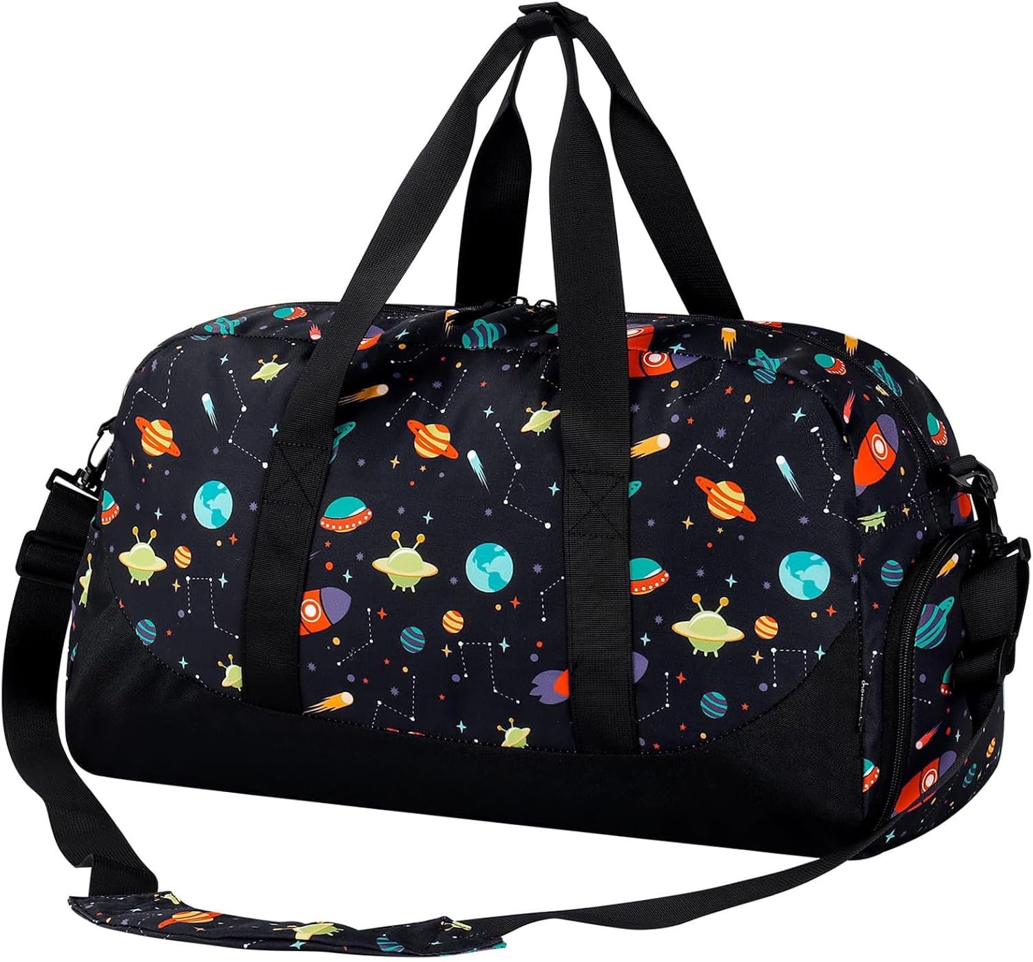 Choco Mocha Kids Duffle Bag Boys Space Duffle Bag for Kids Travel Bag Boys Overnight Bag for Kids Duffel Bags for Toddler Weekender Bag Childrens Kids Gym Sports Sleepover Bag 6-8 Gift Black