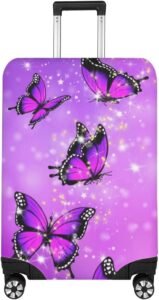 BIGCARJOB Purple Butterflies Luggage Cover: Stylish & Protective Travel Accessory