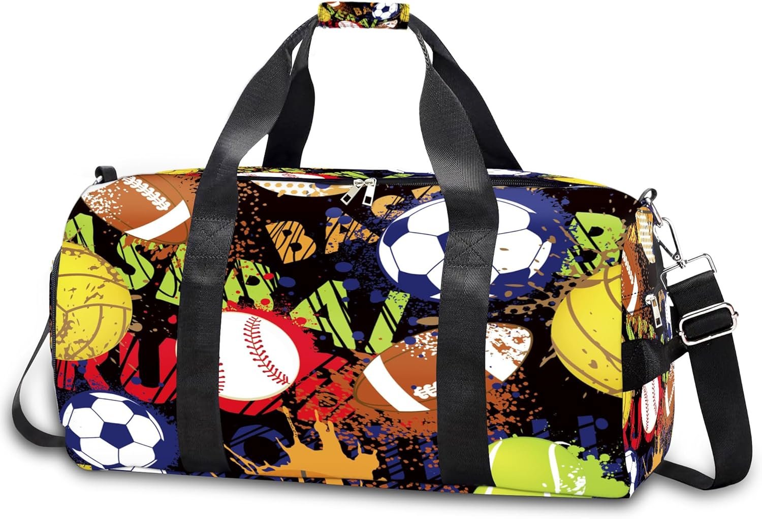 Kids Overnight Duffle Bag Boys Sport Gym Bag with Shoe Compartment & Wet Pocket, Carry On Weekender Travel Bag for Kid Boys