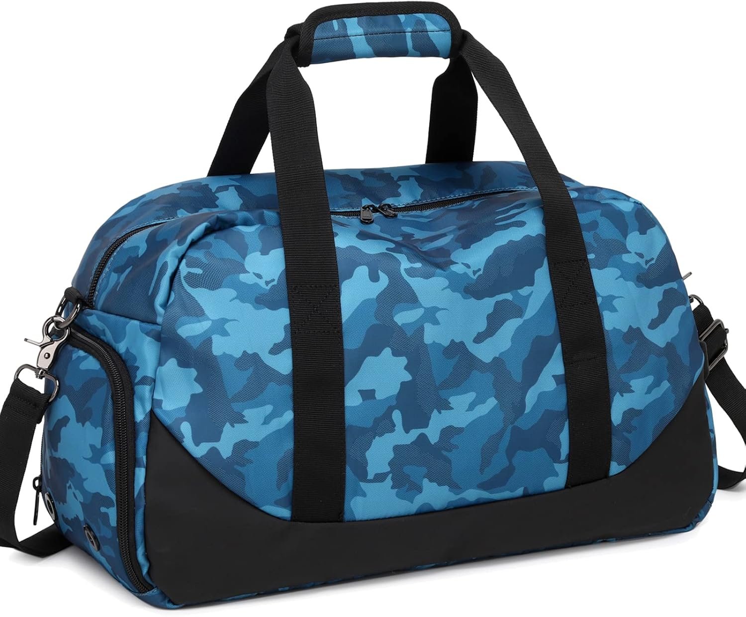 Boys Overnight Duffel Bags Sport Gym Bag Gymnastics Bag with Shoe Compartment, Carry-on Size Weekender Sleepovers Travel Duffel Bag for Boys (Blue Camo)