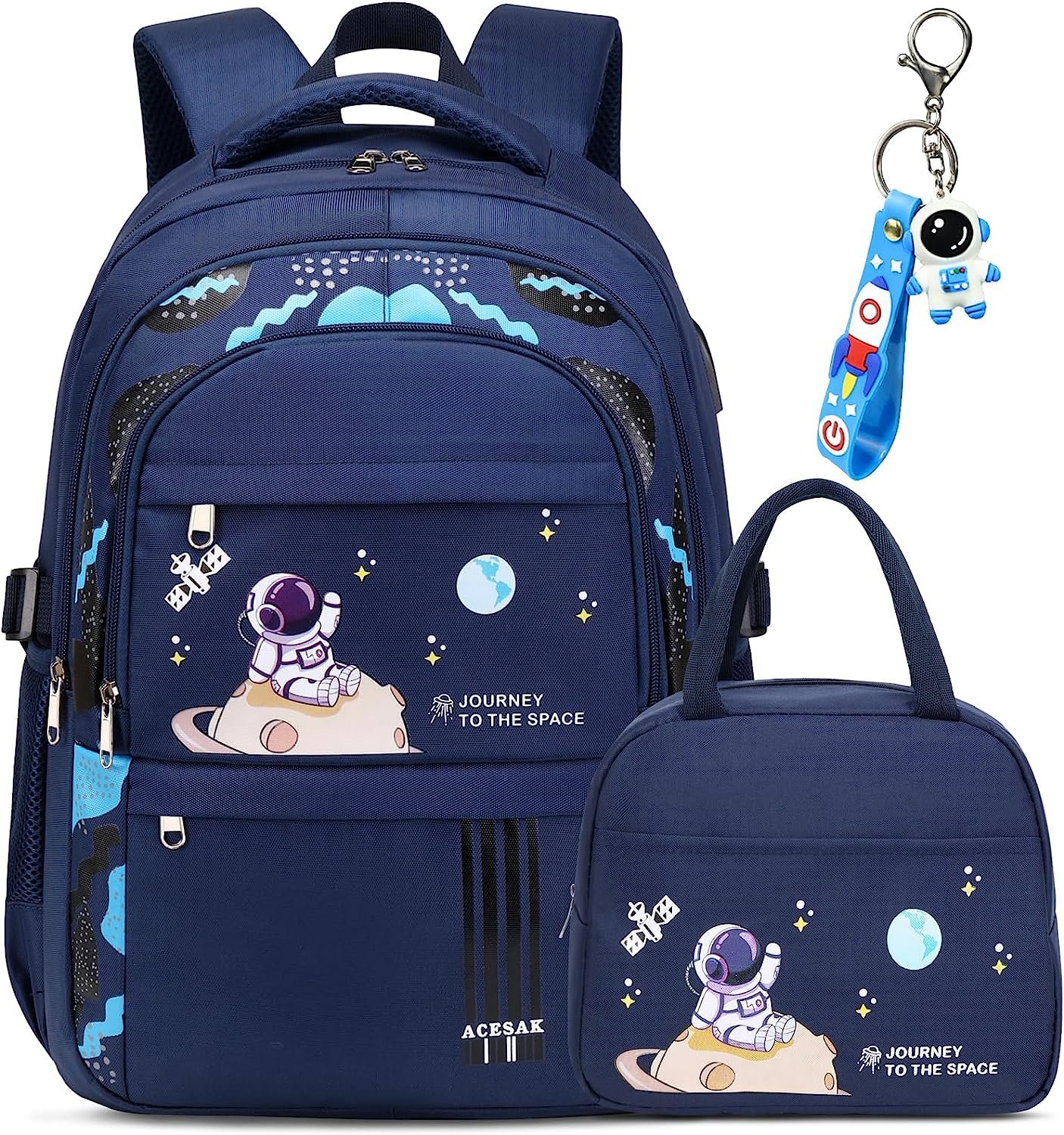 Backpack for Boys - Boy Backpack Schoolbag for Boys Kids Children Teens Girls Elementary Middle School Bags, Waterproof Lightweight Kids Bookbag Backpacks Casual Daypack with Lunch Bag Set