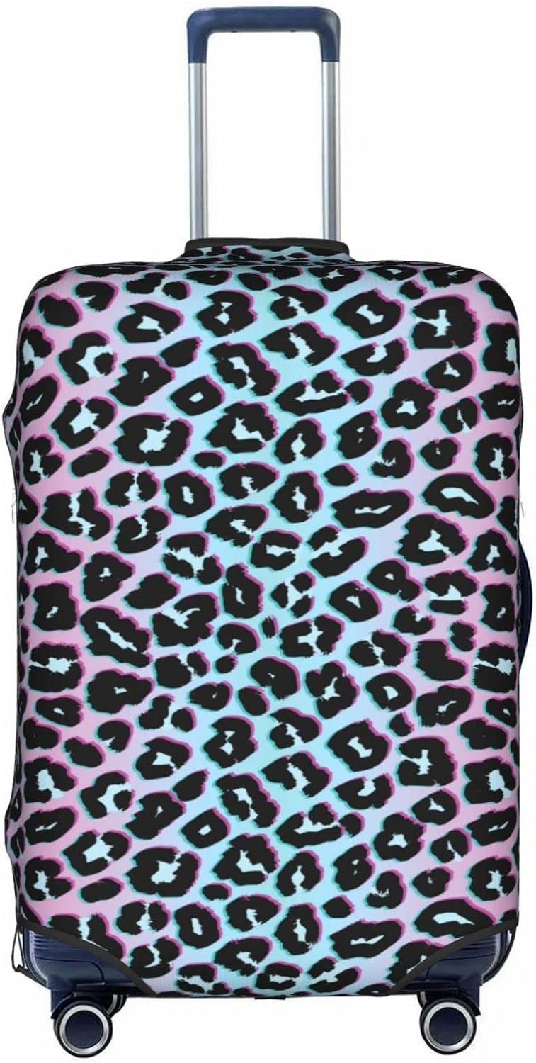 Neon Leopard Grain Luggage Cover Elastic Washable Stretch Suitcase Protector Anti-Scratch Travel Suitcase Cover for Kid and Adult XL (29-32 inch suitcase)