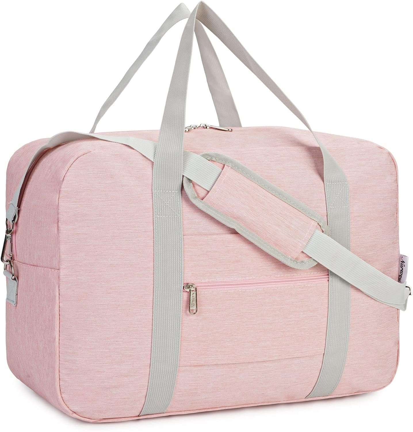 For Spirit Airlines Personal Item Bag 18x14x8 Foldable Travel Duffel Bag Tote Duffle Carry on Luggage for Women and Men 30L (Pink (With Shoulder Strap))