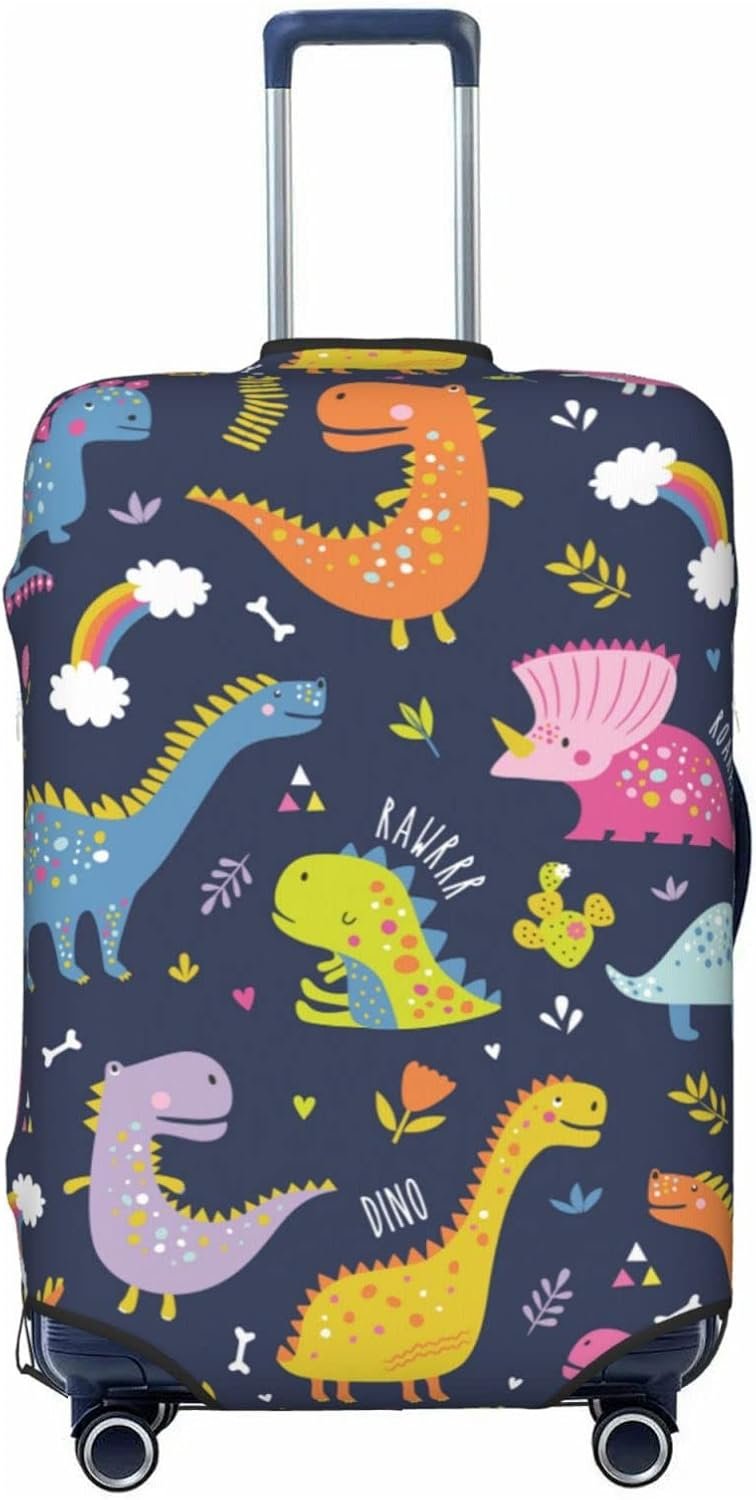 Highly Elastic Spandex Suitcase Cover Luggage Cover Protector X-Large Fits 29 to 32 Inch Colorful Cute Kawaii Kids Dinosaurs Prints