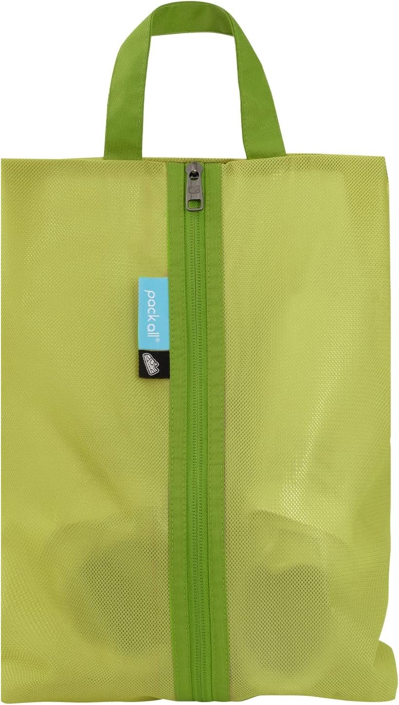 pack all Water Resistant Kids Shoe Bag for Travel, Storage Organizer Shoe Pouch with Zipper, Cute for Unisex-Child, Girls, Boys, Toddlers(Green)
