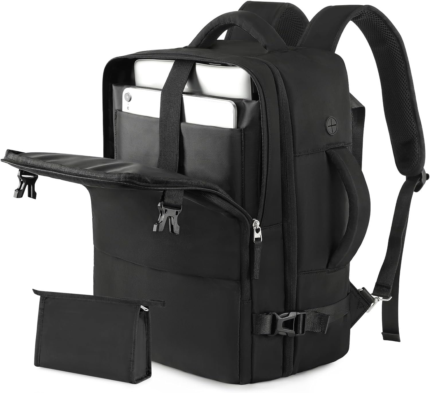 Backpack for Men Women, Black Backpack for Traveling on Airplane, Weekender Carry on Backpack Bag, Personal Item Backpack Flight-approved