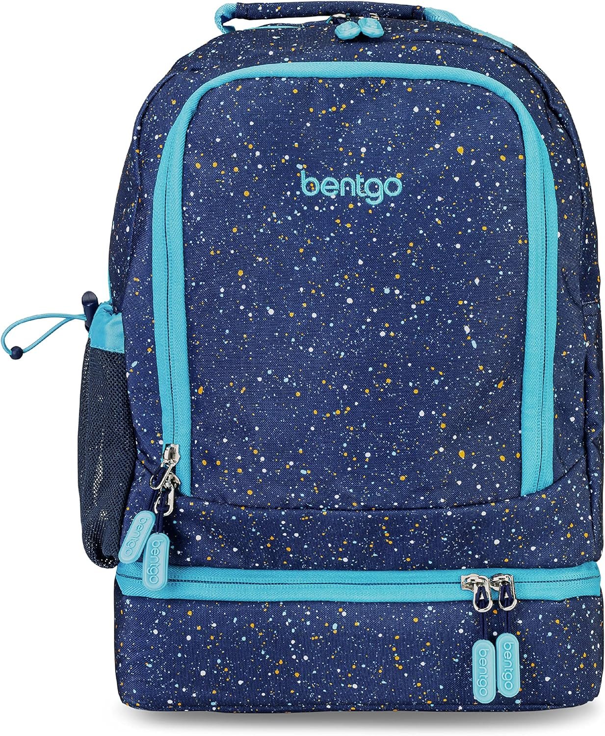 Bentgo® Kids 2-in-1 Backpack & Insulated Lunch Bag - Confetti Designed 16” Backpack for School & Travel -, Durable, Water Resistant, Padded, & Large Compartments (Confetti Edition - Abyss Blue)