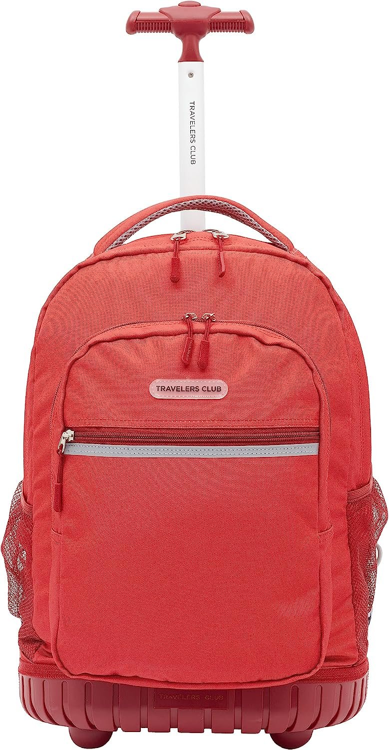 Travelers Club Rolling Backpack, Red, 18-Inch
