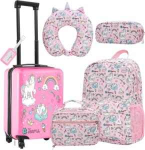 6 Pcs Kids Luggage Set – Unicorn Design Travel Gear | Tiny Traveler Hub