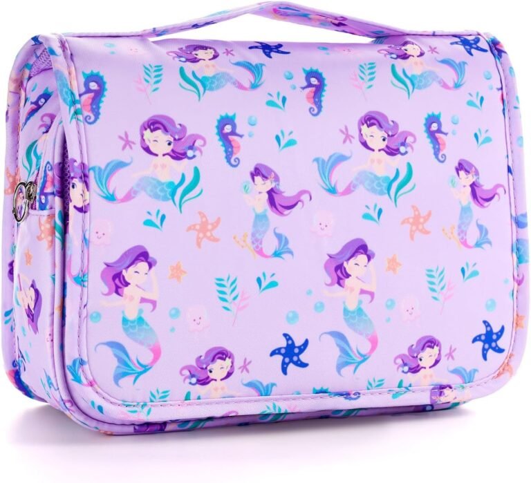 Kids Hanging Toiletry Bag for Girls – Mermaid Purple | Travel Toiletry Bag Review