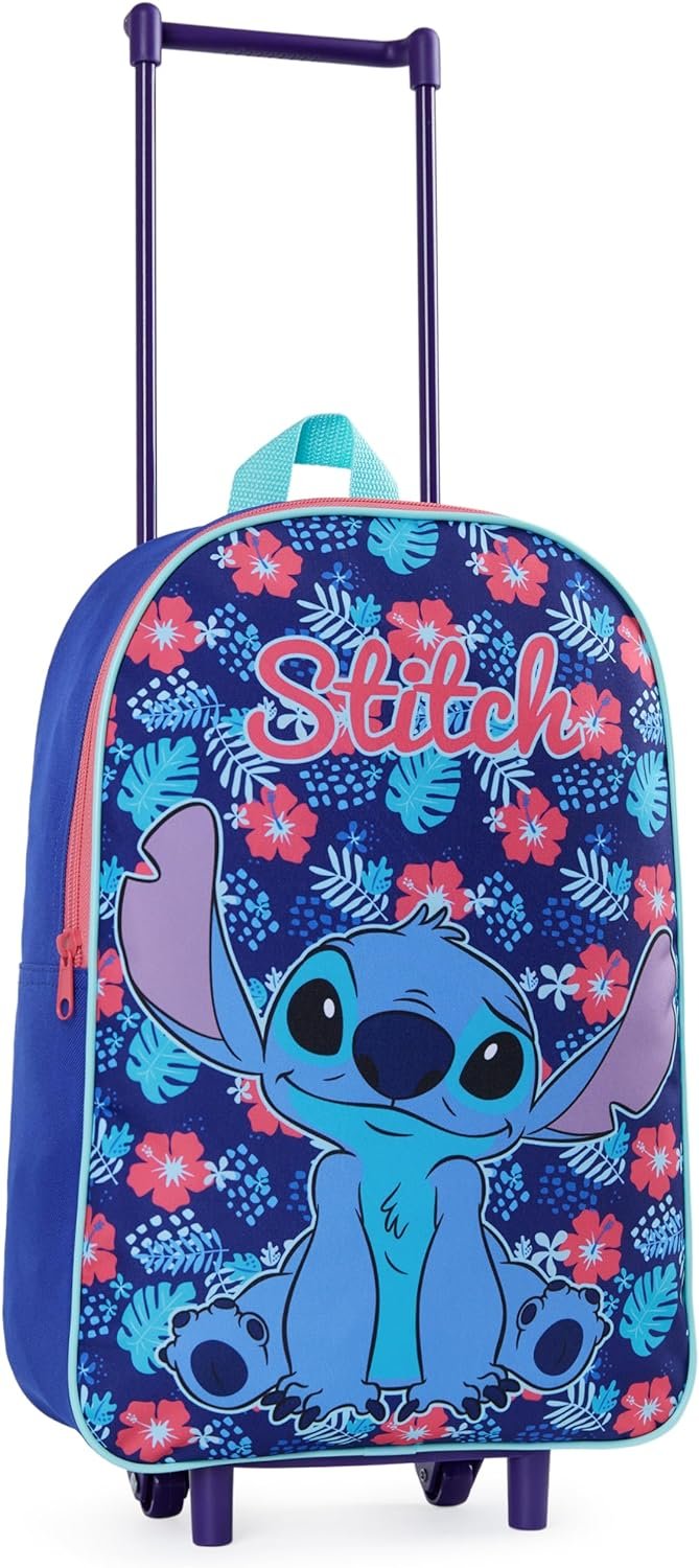 Disney Stitch Suitcase - Foldable Trolley Bag 39 x 27cm 10.5 Litres 2 Wheels Extendable Handle - Wheeled Bag
