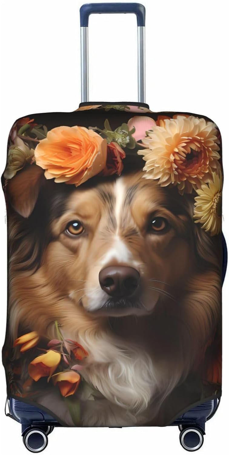 Dog Girl With Flowers Protect Your Luggage With Our Unique Suitcase Protector Cover - Ideal For Travel And Business Trips Suitcase Cover