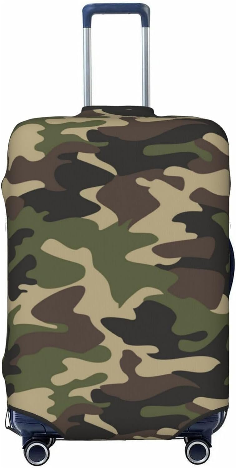 Camouflage Pattern Printing Luggage Suitcase Covers Elastic Washable Green Camo Luggage Protector Travel Suitcase Protective Cover For Kid And Adult, M (Fit 22-24 Inch Luggage)