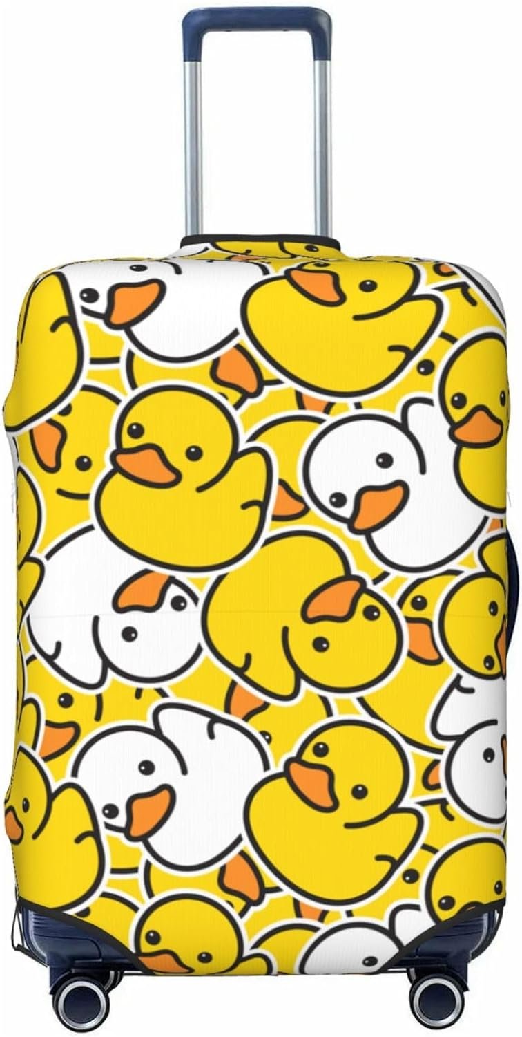 Cartoon Duckies Luggage Suitcase Covers Elastic Washable Cute Rubber Ducks Luggage Protector Travel Suitcase Protective Cover For Kid And Adult, S (Fit 18-21 Inch Luggage)