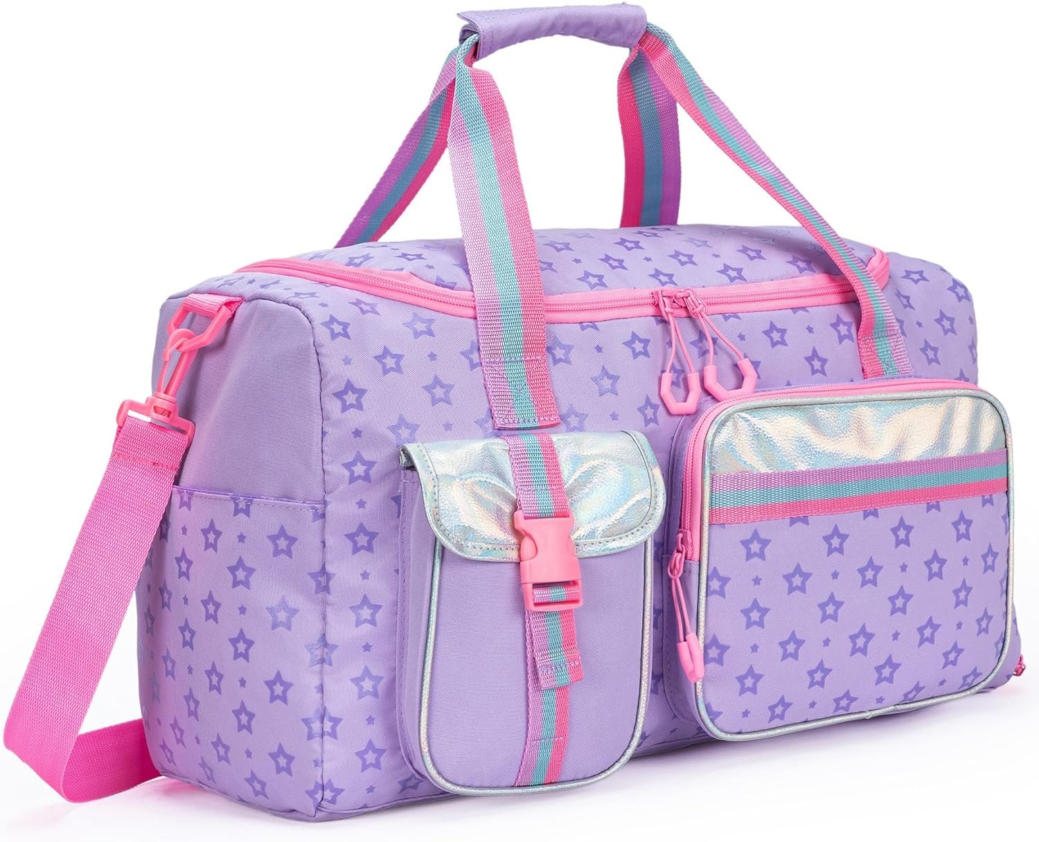 Kids Duffle Bag Girls Women Travel Bag Gifts Overnight Bag for Girls Women Tote Bag Sleepover Bag for Girls Gym Dance Bag with Shoes Compartment Purple