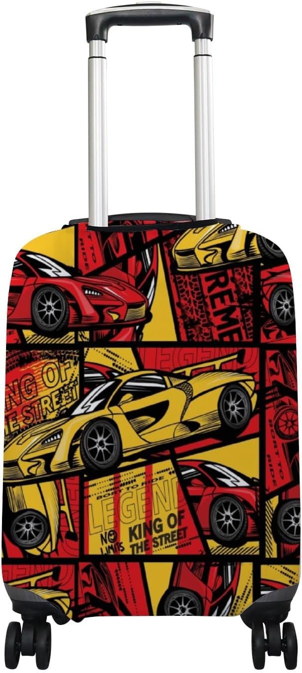 Travel Luggage Cover Suitcase Cover Sport Cars Bright Grunge Boys Baggag Protector Dustproof Durable Elastic L Fits 26-28 Inch