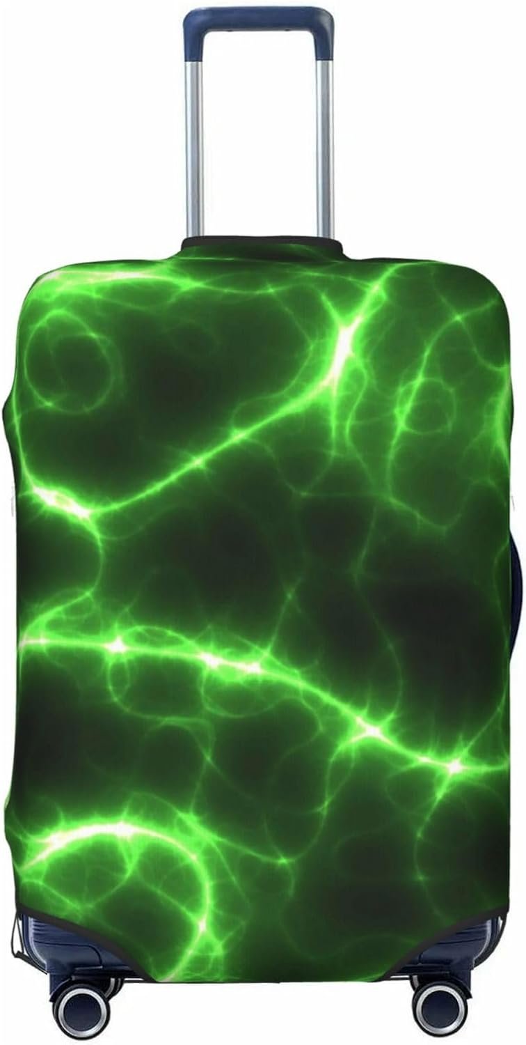 Green Lightning Luggage Cover Washable Elasticated Luggage Covers for Suitcase tsa Approved Stylish Dust and Scratch Resistant Luggage Case Protector for Kids and Adults