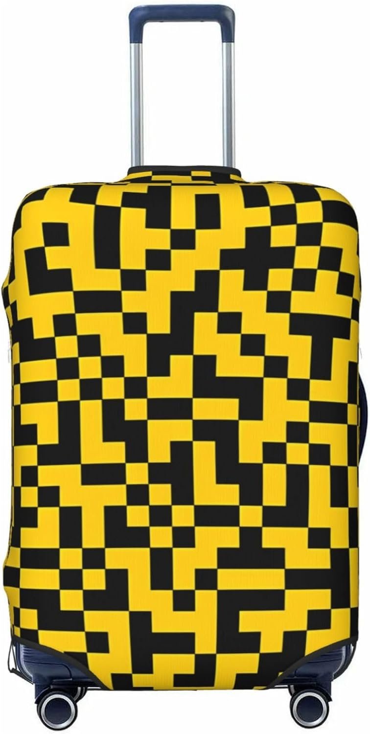 Travel Luggage Cover Spandex Suitcase Protector Bag,Abstract Geometric Double-Sided Printed Fits 18-32 Inch Luggage, Suitcase Sleeve For Kid And Adult,Small