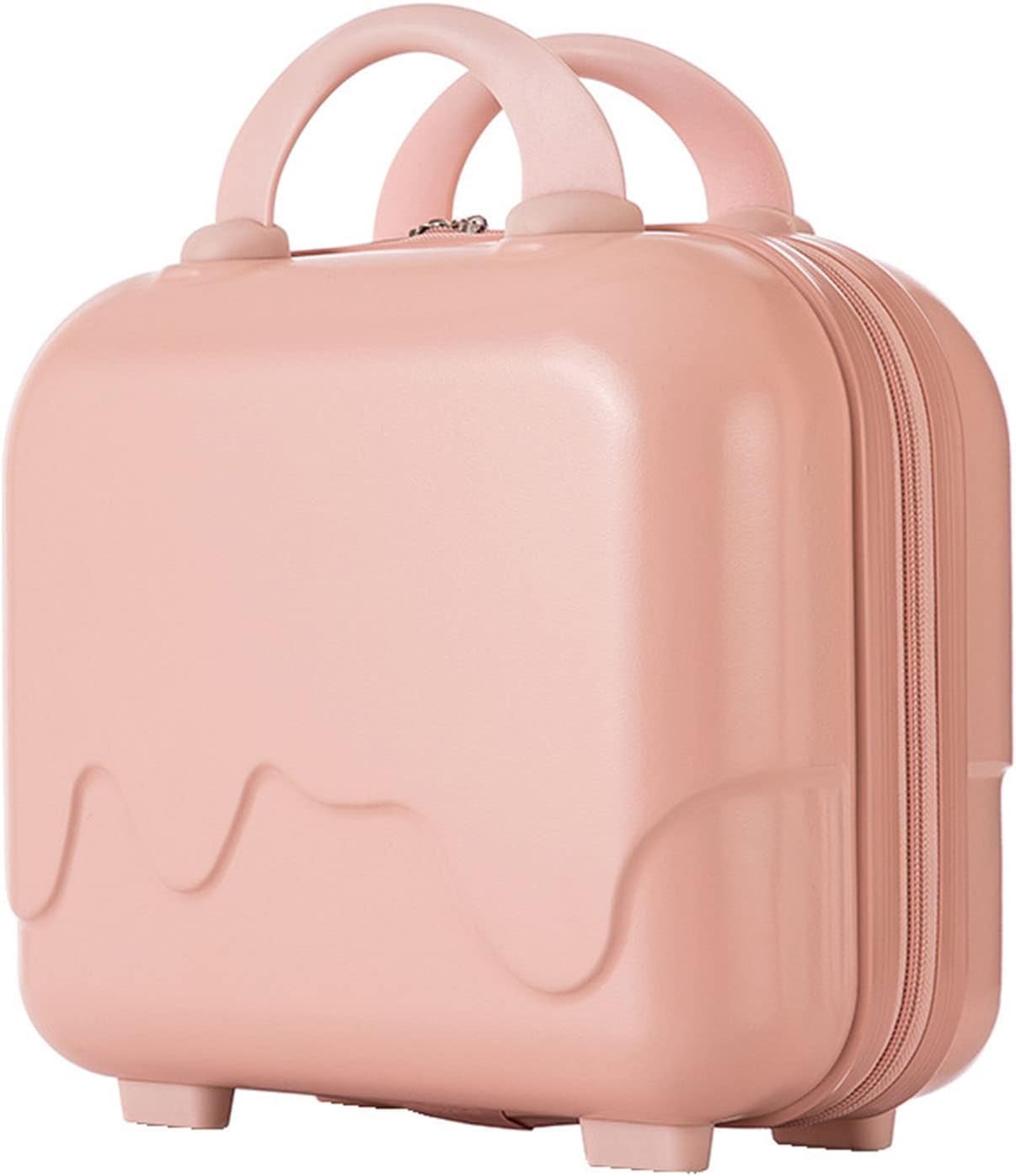 Portable Makeup Bag,Travel Cosmetic Bags,Portable 14 Inch Makeup Travel Hand Luggage ABS Carrying Makeup Suitcase Cosmetic Bag for Travel Camping Women Girls(Pink)