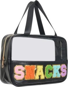 Chenille Letter Clear Snack Bag – Stylish & Versatile Travel Companion
