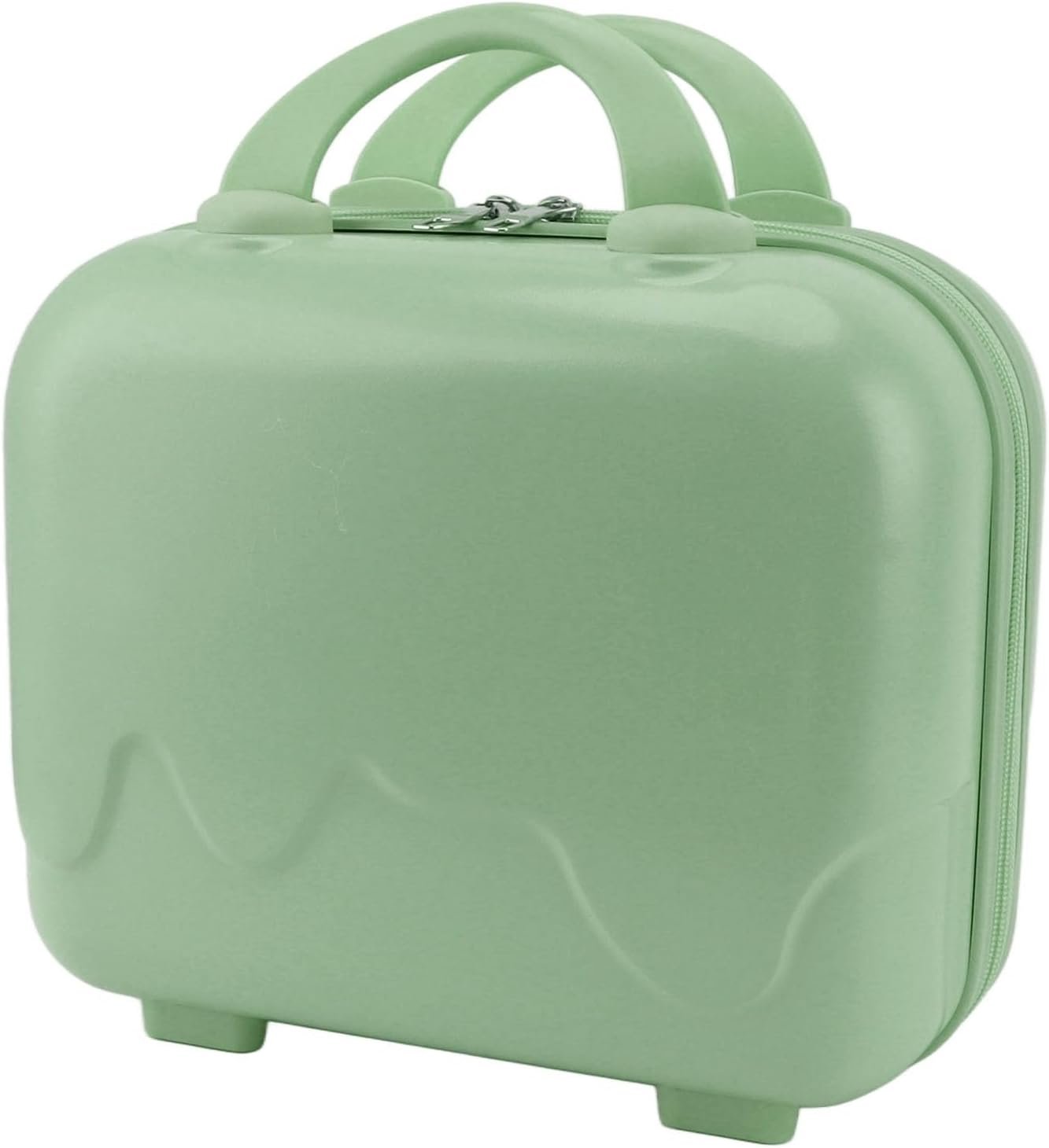 Cosmetic Bag, 14 Inch Large Capacity Cosmetic Case, Travel Toiletry Bag, Suitcase Design Retro Zipper Waterproof Suitable For Women Girls Travel(Matcha Green)