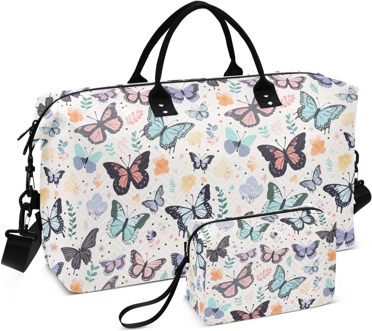 Beautiful Butterflies Travel Duffel Bags for Boys Girls 34L Weekender Overnight Bag with Toiletry Bag Luggage Bag with Comfort Handle for Business Trips Sports Storage