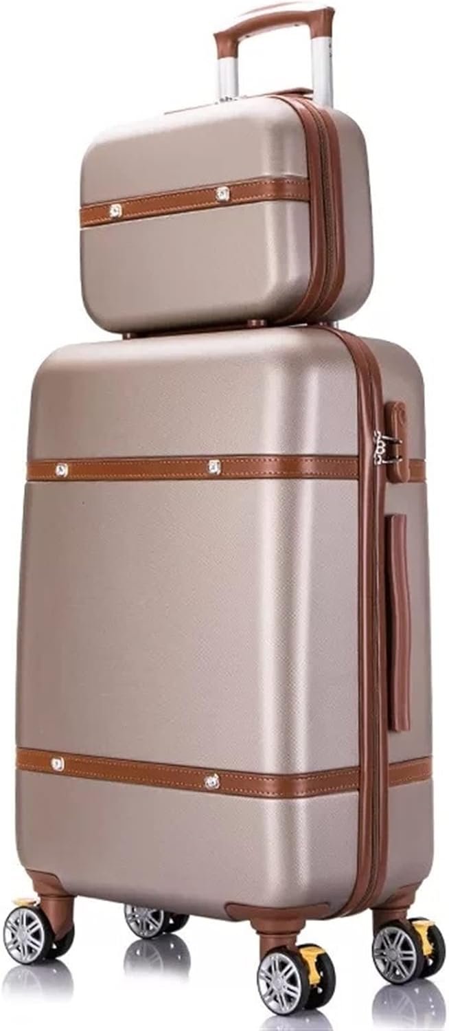 Hand Luggage Suitcase Girls Travel Suitcase Trunk Hard Retro Carry On Trolley Bag Vintage Luggage with Wheels