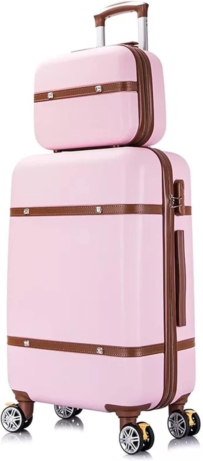 Hand Luggage Suitcase Girls Travel Suitcase Trunk Hard Retro Carry On Trolley Bag Vintage Luggage with Wheels