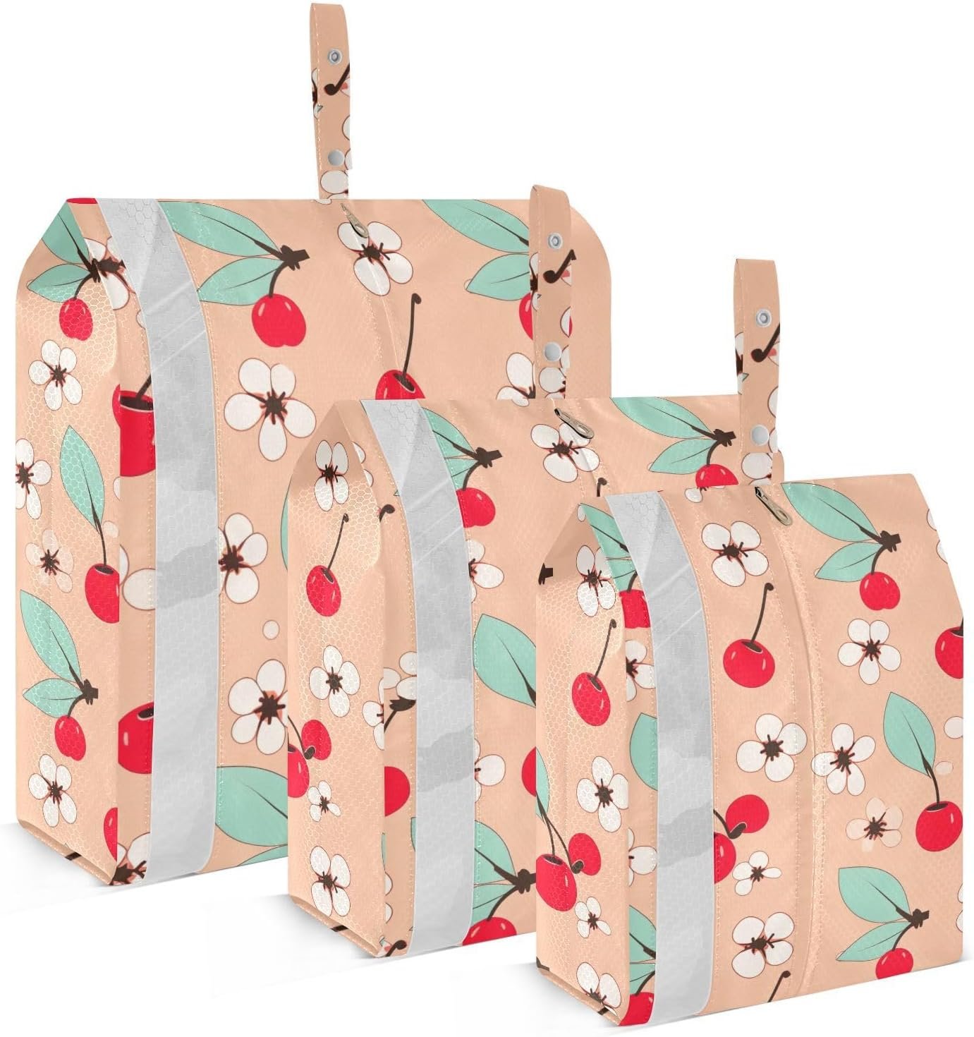Cherries Flowers Packing Cubes for Suitcases 3 Set Compression Lightweight Luggage Packing Organizers for Carry on Suitcase Travel Accessories Luggage Organizer Bags Set
