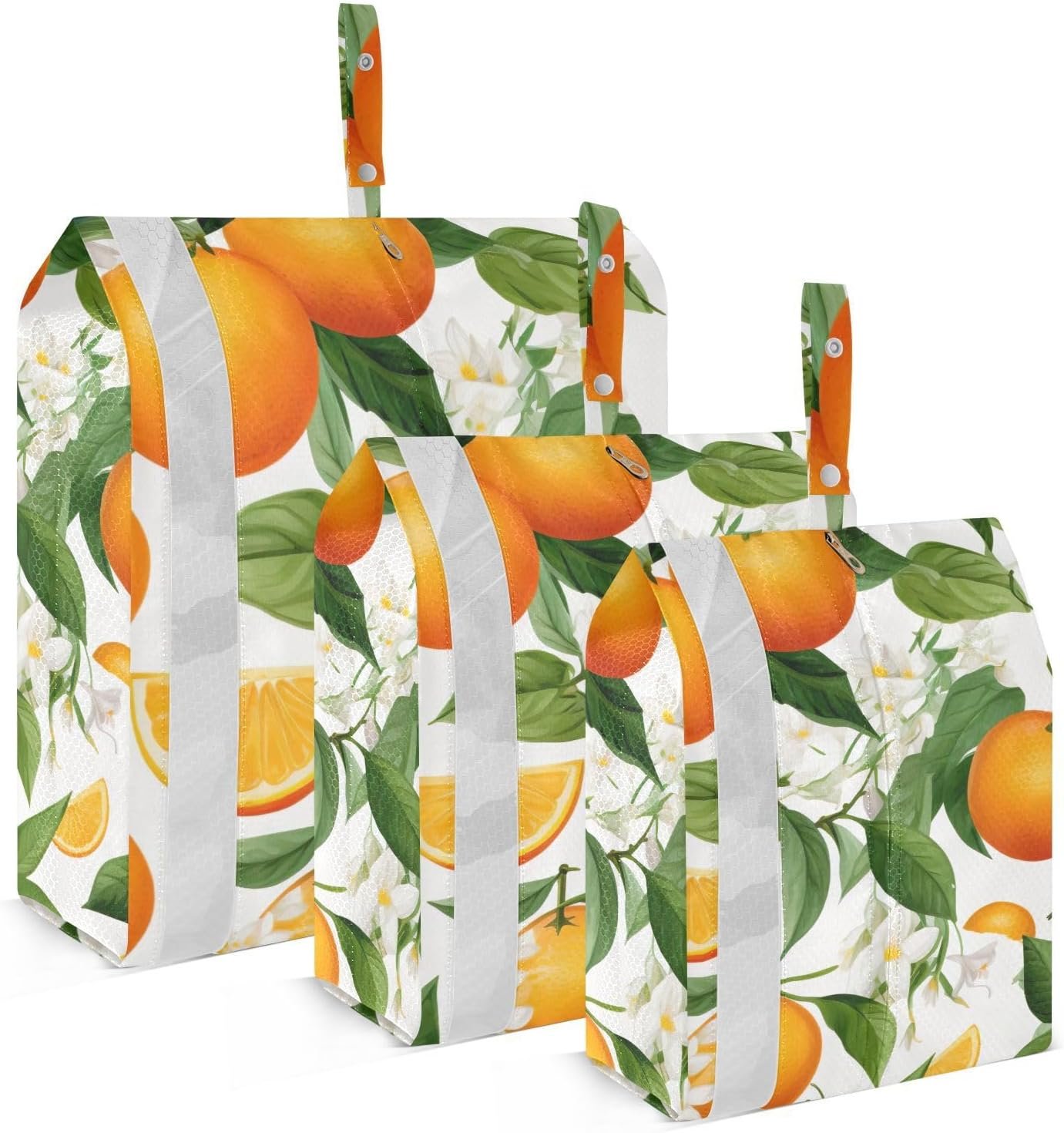 Watercolor Orange Flowers White Packing Cubes for Suitcases 3 Set Lightweight Compression Luggage Packing Organizers for Carry on Suitcase Travel Essentials Luggage Organizer Bags Set